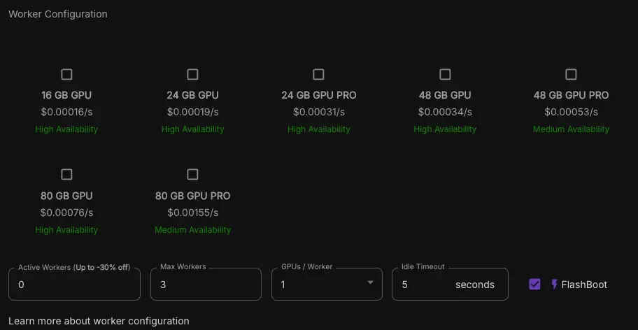 Runpod choose gpu